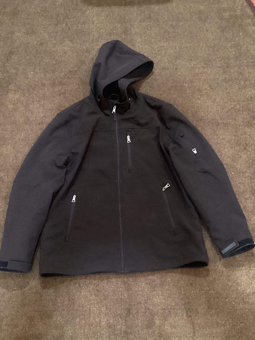 Guess Men's Black Hooded Windbreaker Jacket